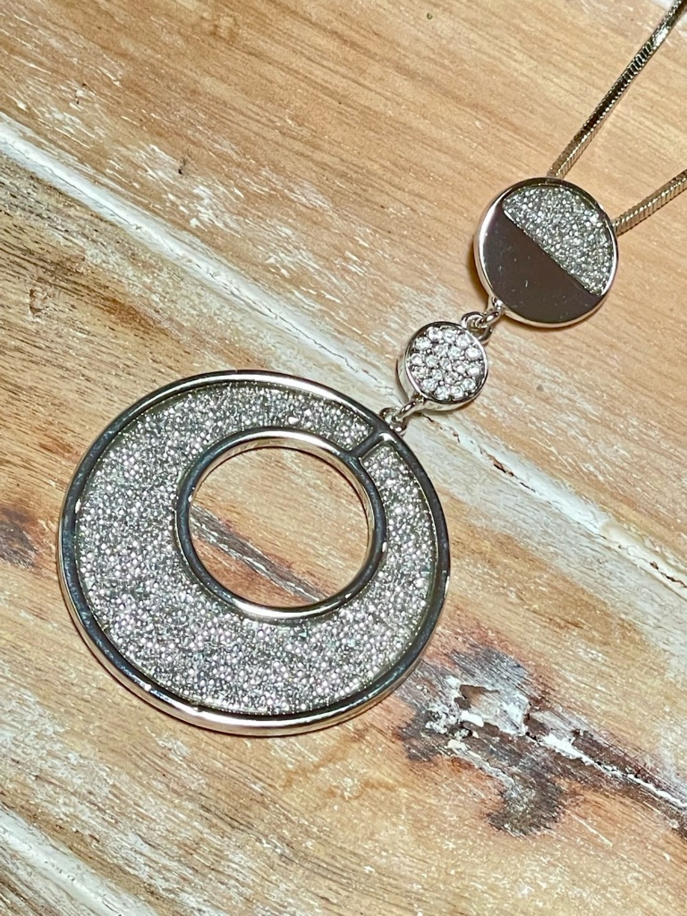 Sparkling Silver Crystal Pavé Circle Pendant Necklace - Women's Jewelry